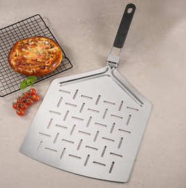 Commercial Grade Perforated Stainless Steel Pizza Peel <b>for</b> Pizza Oven, Turning & Retrieving - Product Image 2