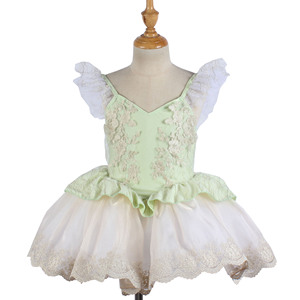 Elegante tutú de ballet verde claro <span class=keywords><strong>con</strong></span> adornos dorados Encantador vestido de ballet <span class=keywords><strong>con</strong></span> tutú de ballet <span class=keywords><strong>con</strong></span> volantes para actuaciones - Product Image 3