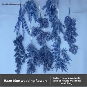 Dekorasi langit-langit dengan motif bunga daun kacang plastik imitasi warna biru kabut laut dalam, bermotif timbul, latar belakang abu-abu biru - Product Image 4