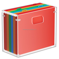 Boîte de rangement de fichiers suspendus, organisateur de dossiers en acrylique pour dossiers de taille lettre Boîte de support de fichiers portable
