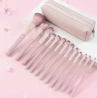 Iriswigs – Ensemble de 13 pinceaux de maquillage rose pêche, professionnels, en poils synthétiques doux, pour le visage, les fards à paupières, le blush et le blending, pour débutants
