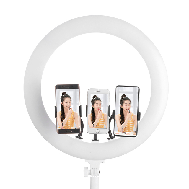 18'' 45cm 55W Ring Light White Led Ring Light Kit with Tripod Stand Phone Holder for Studio Vlog Video Shooting Beauty Salon