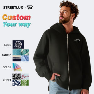 2025 100% algodón tamaño EE. UU. DIY personalizado bordado negro Zip up sudaderas con capucha para hombres invierno Sudadera con capucha impresión personalizada - Product Image 1
