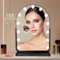 Miroir de maquillage de bureau à 13 ampoules LED rotatif à 360 degrés