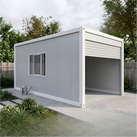 Garage préfabriqué en conteneur de 20 pieds, abri de stockage modulaire détachable avec porte enroulable, atelier portable pour voitures et équipements