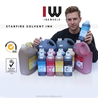 Tinta Solvent Inkworld Hotsale untuk Printer Inkjet Gongzheng Starfire GZM3204SG dengan Head 1024-10/25pl 1000ml MSDS