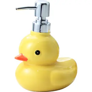 可爱的黄鸭洗手液瓶陶瓷皂液分配器