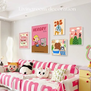 Divertente cartone animato in soggiorno combinazione pittura decorativa divano Doba sfondo appesa alla parete pittura della parete della stanza dei bambini arte della parete - Product Image 2