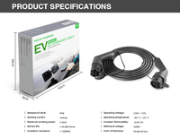 Câble de charge BESEN EV 16A 1phase IEC62196-2 Type 2 TPU matériel surveillance de la température cordon de chargeur de véhicule électrique