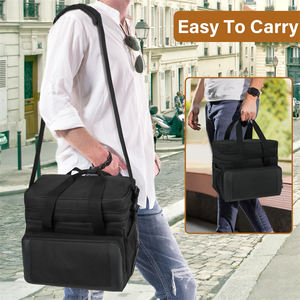 Draagbare polyester opbergkoffer voor <span class=keywords><strong>CPAP</strong></span>-apparaat, noodmedicijnreistas met dubbele laag, zwart design - Product Image 6