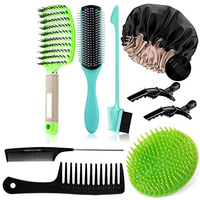 Ensemble de brosses à cheveux en poils de Wanmei pour cheveux bouclés avec peigne à queue de rat et peigne à dents larges, outil de coiffure, ensemble de brosses démêlantes