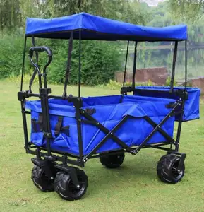 Super Practical Foldable Trolley Cart 4 Wheel Good Quality Outdoor Folding Outdoor Wagon Trolley