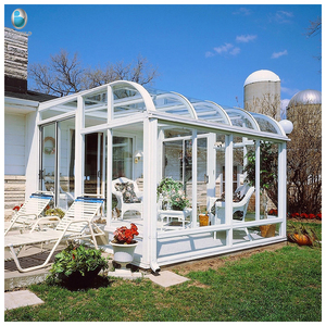 Moderna Terraza Acristalada Prefabricada Independiente con Perfil <span class=keywords><strong>de</strong></span> Aluminio, <span class=keywords><strong>Vidrio</strong></span> Templado Triangular, Puertas Plegables y Correderas, Garantía <span class=keywords><strong>de</strong></span> 5 Años - Product Image 2