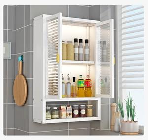 Gran oferta, estante de baño a prueba de polvo para montaje en pared, estante de condimentos colgante ajustable, armario de despensa de cocina de gran capacidad - Product Image 6