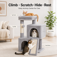 En gros Arbre à chat multi-niveaux moderne et esthétique avec double niches, échelle à gratter en sisal et peluche pour salon