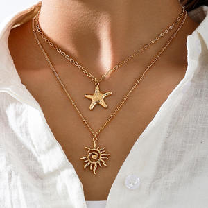 Mode été nouvel alliage étoile soleil empilé tournesol collier pour femmes - Product Image 1