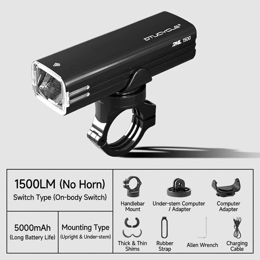 Noir 1500 lumens-sans klaxon