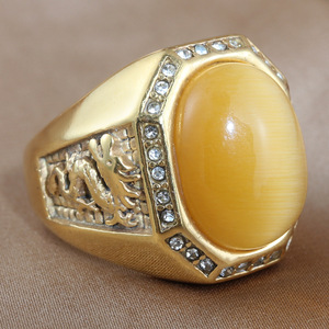 Yunnique – bagues à la mode pour hommes, bague ovale en or avec pierres et accents de diamants, sertissage à la française, bijoux cadeaux - Product Image 3