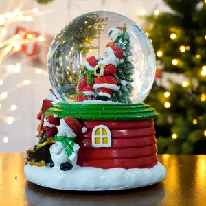 Bolas de nieve y agua, adornos musicales de bolas de cristal, caja de música, decoración de Navidad