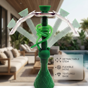 Tuyau de chicha rétractable en silicone multicolore de qualité supérieure, base à motif diamant, détachable, pour narguilé - Product Image 1