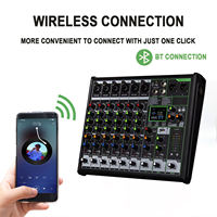 Table de mixage audio USB RX6-PRO avec alimentation fantôme 48V, mixeur DJ stéréo, bouton Mute pour diffusion en direct, podcasting, studio