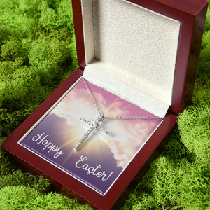 Collar con Colgante de Cruz de Cobre y Circonita con Caja de Regalo Personalizada y Tarjeta de Mensaje - Estilo Clásico - Product Image 2
