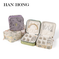 Nouvel Organisateur de Bijoux Rectangulaire en Tissu Jacquard Brocart Style Chinois ; Boîte Cadeau Haut de Gamme pour Bagues, Pendentifs, Colliers ; Bijoux