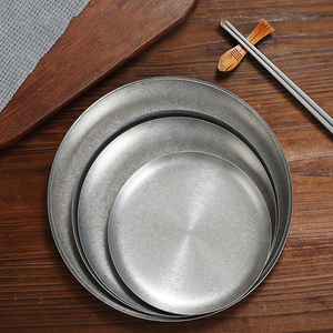 Coréen Rétro Servant En Acier Inoxydable Steak <span class=keywords><strong>Neige</strong></span> <span class=keywords><strong>Assiette</strong></span> Dessert Sushi Gâteau Aux Fruits Plateau De Nourriture Occidentale Vaisselle - Product Image 3
