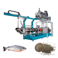 Nouvelle ligne de production de granulés d'aliments pour animaux, extrudeuse à double vis pour aliments pour poissons, aliments pour poissons flottants, haute productivité 2 tonnes/h, CE ISO