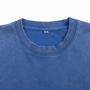 Camiseta de gran tamaño de punto de algodón 100% para hombre, camiseta lavada con ácido Vintage de peso pesado 180 GSM, ropa de calle con impresión de transferencia de calor personalizada - Product Image 1