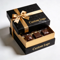 Emballage de Truffes au Chocolat de Luxe Écologique, Boîte Personnalisée en Carton avec Couvercle et Base, avec Rubans
