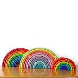 Jouet de blocs d'empilage arc-en-ciel en bois pour enfants de 2 à 6 ans, blocs de construction pour la reconnaissance des couleurs et l'éducation précoce - Product Image 3