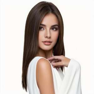 Perruque synthétique UMS Fashion Center Part Straight, longueur aux épaules, mi-longue, entièrement fabriquée à la machine, double trame, pour usage quotidien - Product Image 6