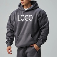 Sweat-shirts à capuche en coton épais pour hommes, de haute qualité, avec logo personnalisé brodé, motif uni, coupe oversize, essentiels