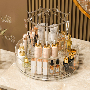 Boîte de rangement cosmétique en acrylique, organisateur de bureau transparent avec design en forme de parapluie pour produits de maquillage et de soins de la peau - Product Image 4