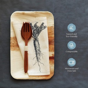 100-Pack 10 Inch Square Palm Leaf <b>Disposable</b> Bamboo <b>Plate</b> Dishes Eco-Friendly Biodegradable for Dessert Appetizer for Parties - Product Image 4