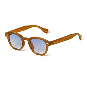 Lunettes de soleil rondes vintage STY22728 orange pour hommes et femmes, verres bleus dégradés, monture écaille de tortue rétro, protection UV400 - Product Image 1