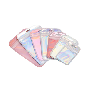 Holographic PP túi nhựa nắp kéo Zip khóa túi với treo lỗ đồ trang sức bao bì Laser dây kéo nhỏ túi với cửa sổ rõ ràng - Product Image 6