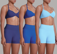 Gym Set Voor Vrouwen Naadloze Yoga Set 2 Stuks Rugloze Sportbeha Scrunch Bum Shorts Set Fitness Kleding Sportkleding