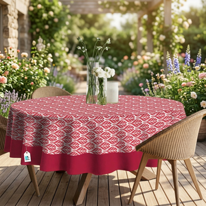 Decorative 60 Inch Cotton <b>Round</b> <b>Tablecloth</b> Floral Woven Print Waterproof Table Cover for Dining Rooms Parties and Hospitality - Product Image 3