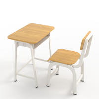 Ensemble de bureau et chaise d'école à structure métallique pour enfants et étudiants avec plateau en bois, bureaux de classe au design moderne et épuré