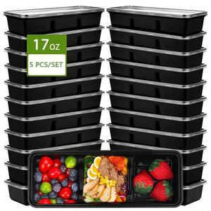 5 Pcs Set Food Grade PP Rectangular <b>Stackable</b> Meal Prep <b>Storage</b> Picnic Travel Portion Control Snack <b>Container</b> - Product Image 3