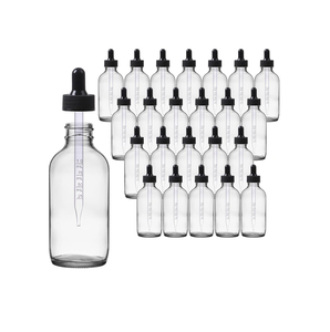 Flacon compte-gouttes rond en verre transparent de 4 oz, résistant aux enfants, avec pipette, 22 mm 22-400, pour nettoyant visage, mascara, cosmétiques - Product Image 1