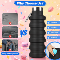 Bouteille d'eau pliable en silicone écologique sans BPA, étanche, lavable au lave-vaisselle, 800 ml