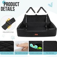 Siège de sécurité pour chien portable de luxe avec ceinture de sécurité, lit de voyage surélevé carré et solide pour grands chiens ou deux petits chiens