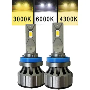 YIDI Y9C 3 צבע Led מתח גבוה 9006 Led H7,100W 14000LM H11 9005 H4 האחרון טריקולור רכב Led פנס הנורה 3000K 4300K 6500K