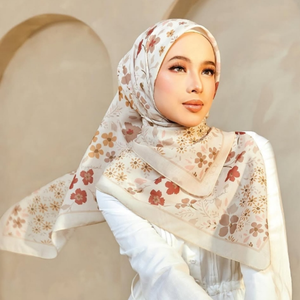 Pañuelo para la cabeza musulmán estampado floral nuevo diseño personalizado velo cuadrado primavera mujer Malasia gasa Hijab étnico Bandana - Product Image 2
