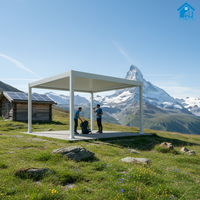 Aluminium Motorisierte Lamellen-Pergola Einziehbares Dach Wasserdichte Außenstruktur Mit Glas-Seitenwänden Umweltfreundliches Design