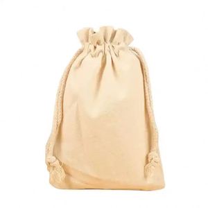 Pochette cadeau en coton naturel avec cordon de serrage, logo personnalisé, 8x21cm, pour bouteille de thé - Product Image 4
