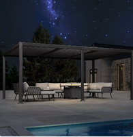 Pergola bioclimatique motorisée en aluminium, design moderne et minimaliste, structure carrée, toit à lames orientables, imperméable, pour jardin et terrasse extérieurs